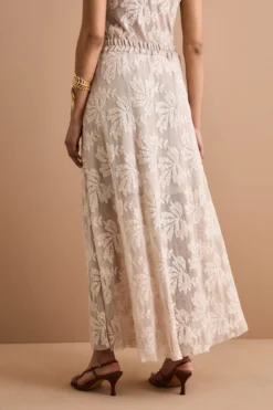 Gonna Lunga in Tulle con Paillettes - ECRU