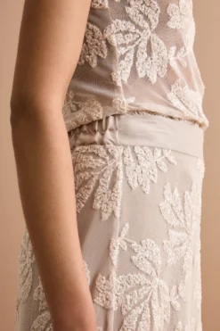 Gonna Lunga in Tulle con Paillettes - ECRU