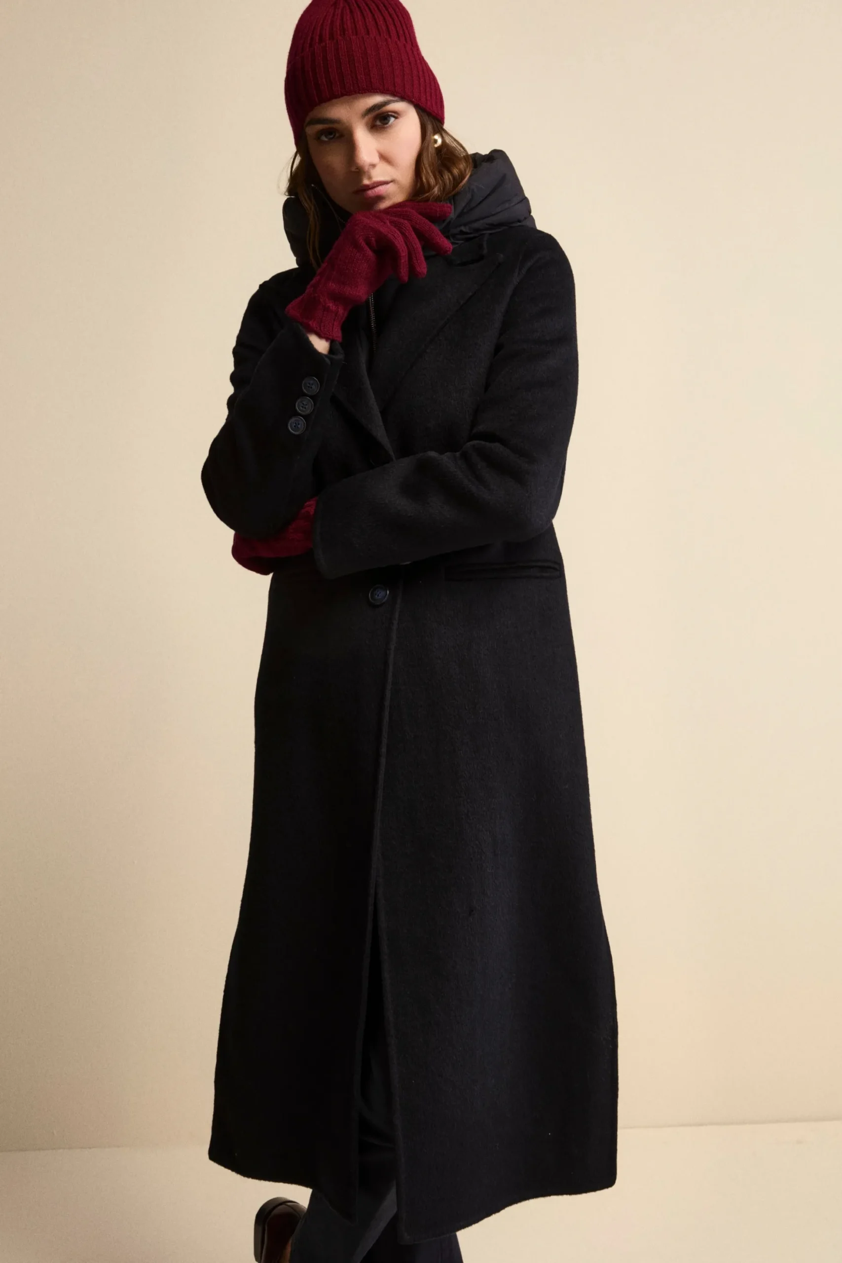 Guanti Trecce in Lana e Cashmere - VINO
