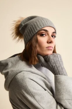 Guanti Trecce in Lana e Cashmere - GRIGIO CHIARO