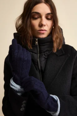 Guanti Trecce in Lana e Cashmere - DARK BLU