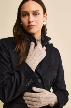 Guanti Trecce in Lana e Cashmere - SABBIA