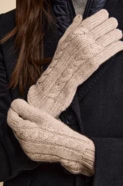 Guanti Trecce in Lana e Cashmere - SABBIA