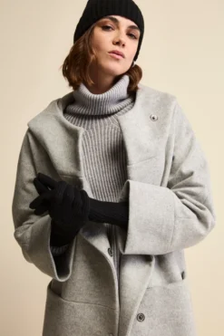 Guanto a Coste in Lana e Cashmere - NERO