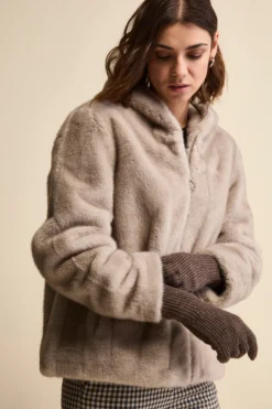 Guanto a Coste in Lana e Cashmere - CASTAGNA
