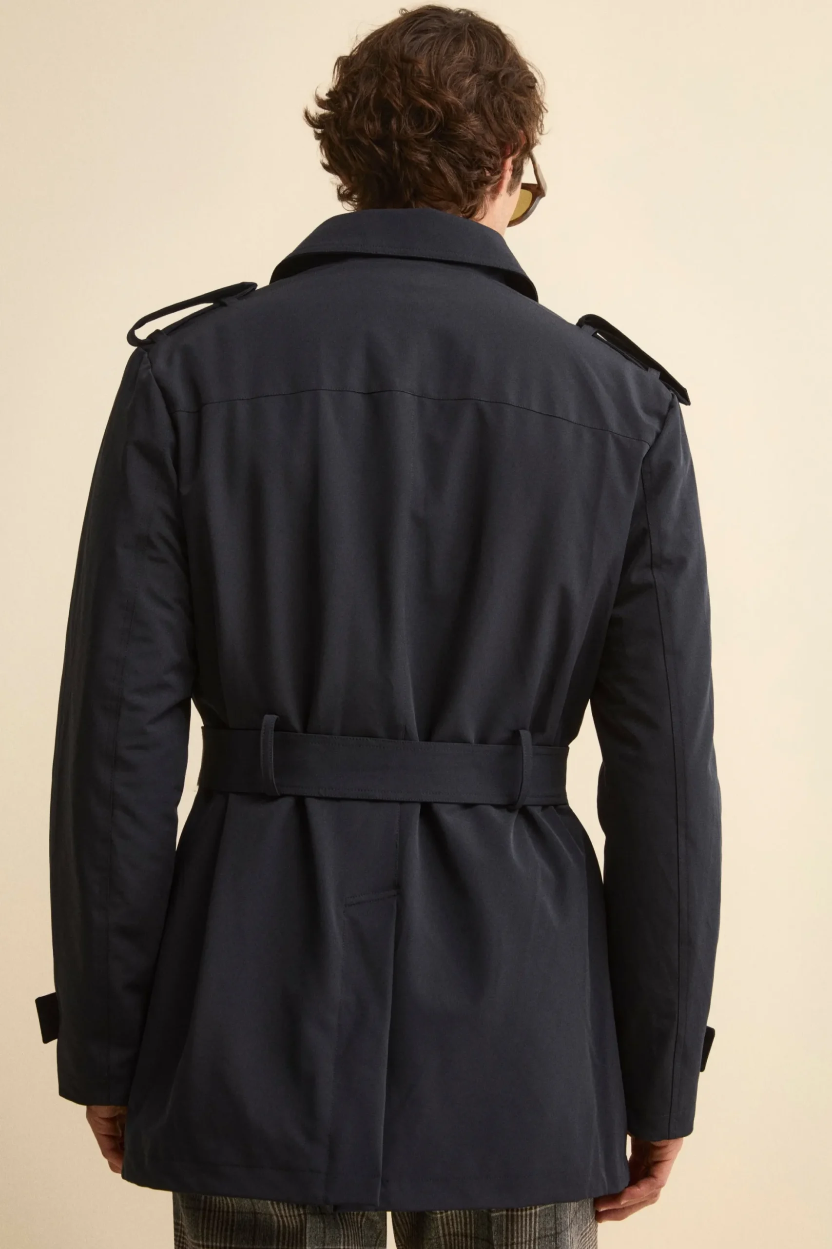 Impermeabile Trapuntato con Cintura - BLU