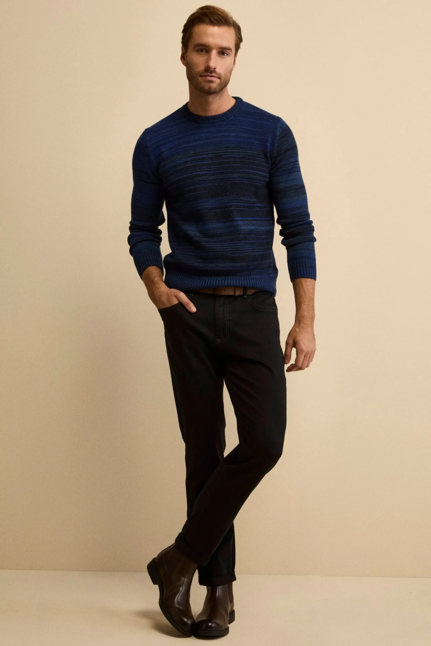 Jeans Slim Fit in Misto Cotone - DENIM/NERO