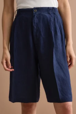 Jorts in Lino con Pinces - NAVY