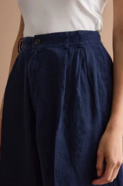 Jorts in Lino con Pinces - NAVY