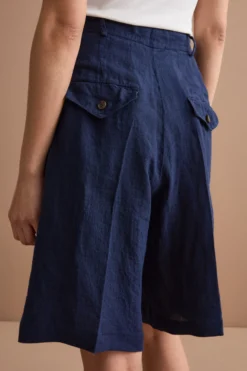 Jorts in Lino con Pinces - NAVY