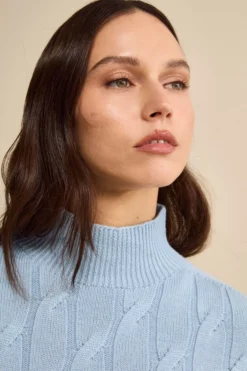 Lupetto a Trecce in Lana Merino - AZZURRO