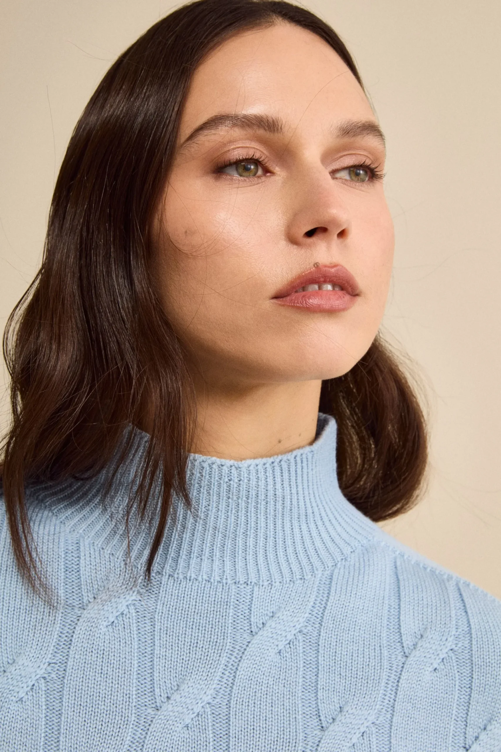Lupetto a Trecce in Lana Merino - AZZURRO