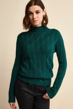 Lupetto a Trecce in Lana Merino - VERDE
