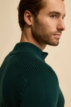 Lupetto con Bottoni in Lana Vergine Mouliné - VERDE