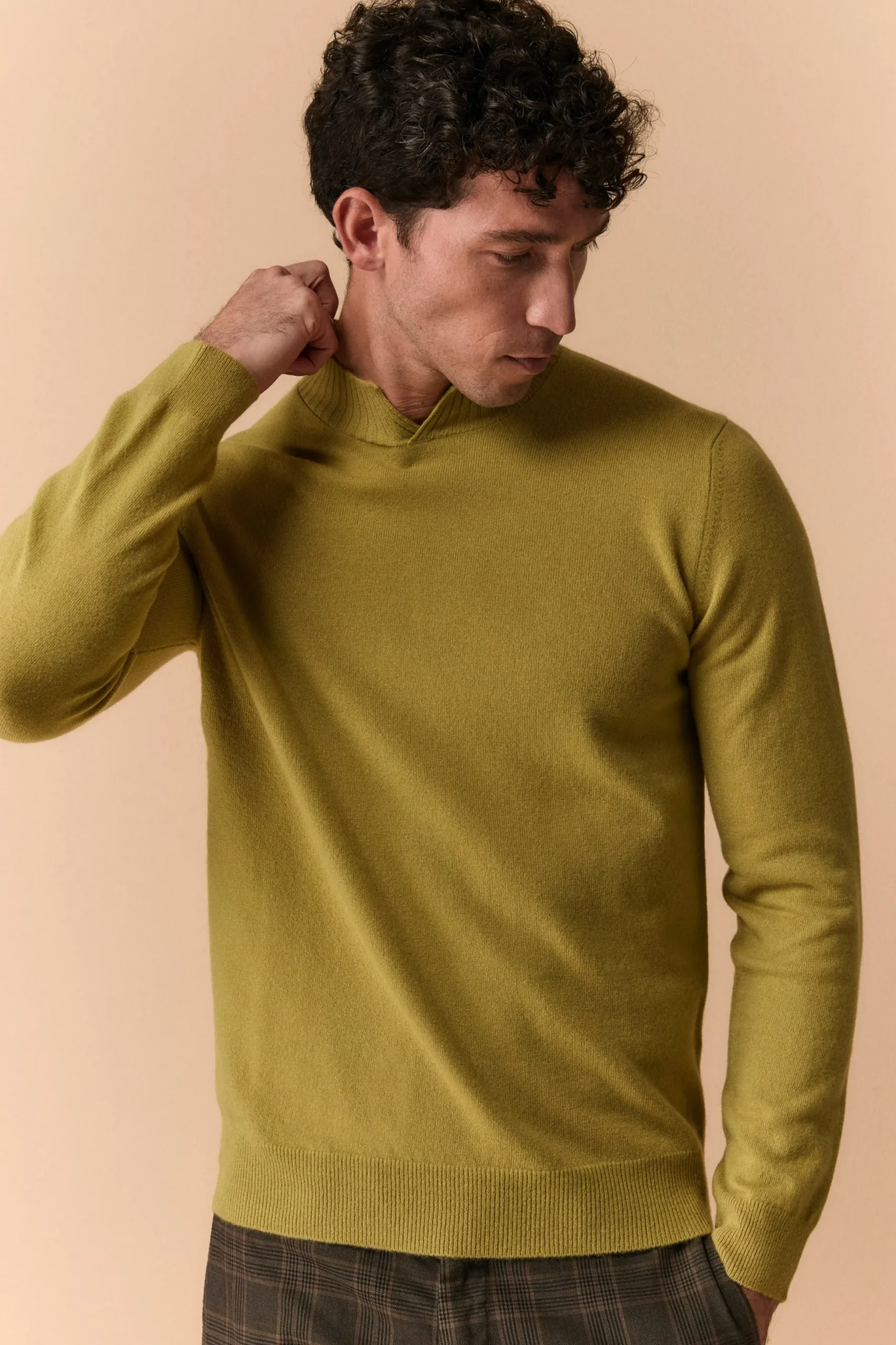 Lupetto con Spacco in Lana e Cashmere - LIME