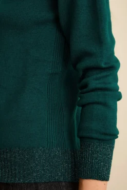 Lupetto in Lana Merino con Bordi in Lurex - VERDE