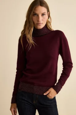 Lupetto in Lana Merino con Bordi in Lurex - BORDEAUX