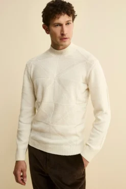 Lupetto Jacquard in Lana e Cashmere - NATURALE