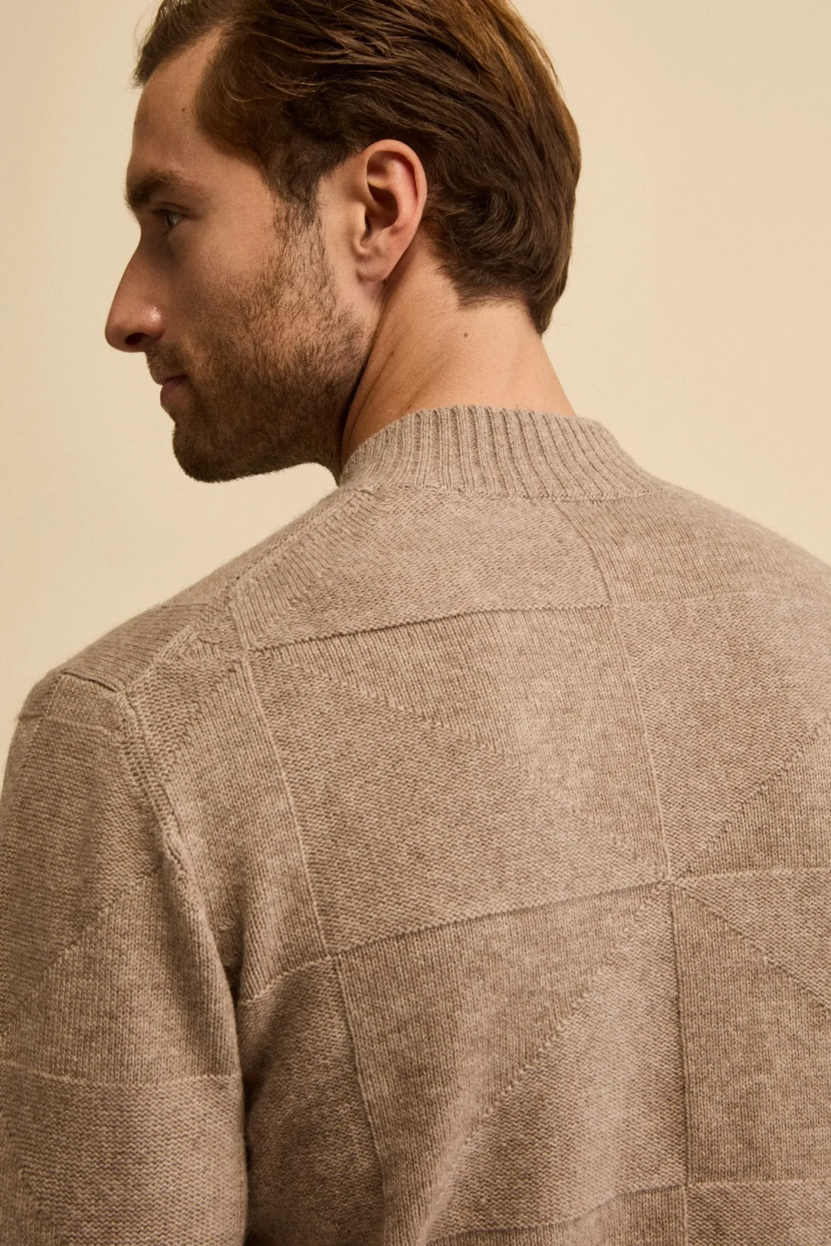 Lupetto Jacquard in Lana e Cashmere - NOCCIOLA MELANGE