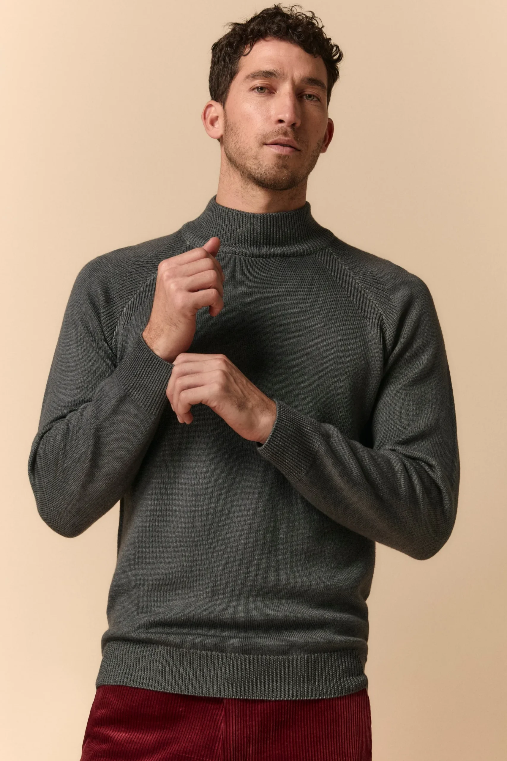 Lupetto raglan in Lana Merino - FUMO