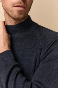 Lupetto raglan in Lana Merino - BLU MARINE