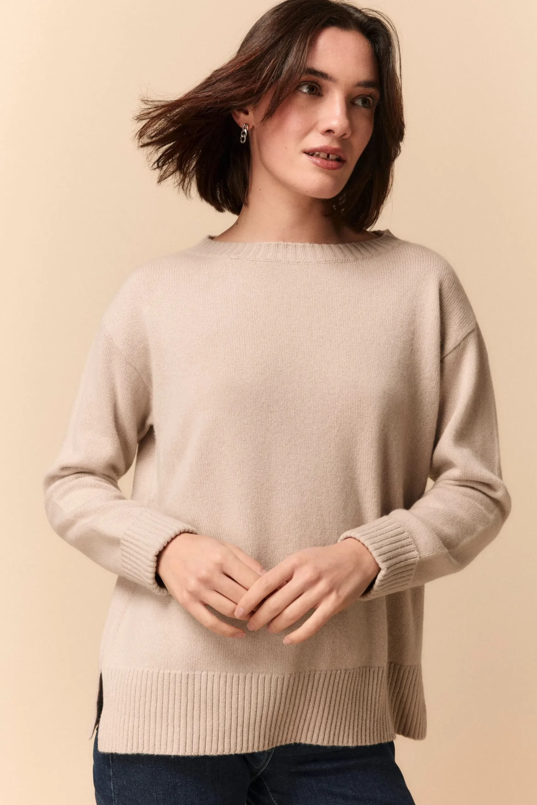 Maglia Barchetta in Cashmere - STUCCO