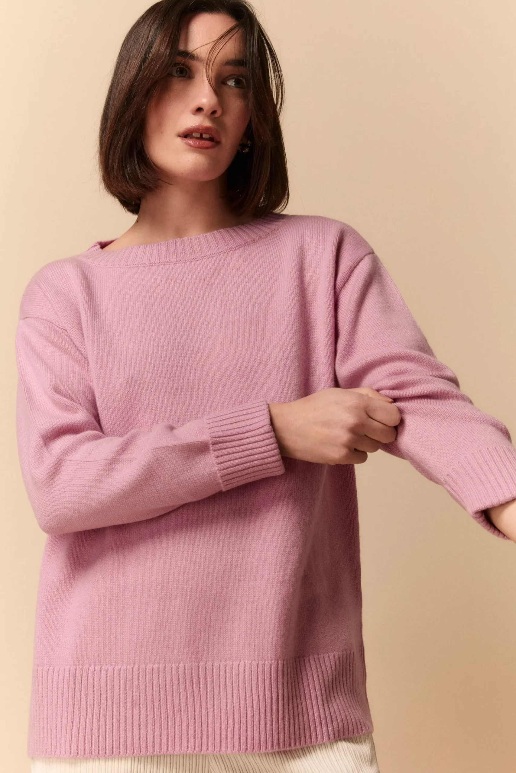 Maglia Barchetta in Cashmere - ROSA