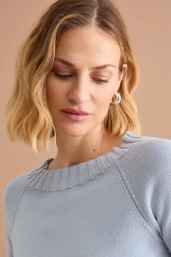 Maglia Barchetta in Cotone con Manica Raglan - AZZURRO