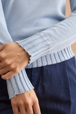 Maglia Barchetta in Cotone con Manica Raglan - AZZURRO