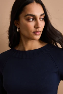 Maglia Barchetta in Cotone con Manica Raglan - BLU