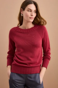 Maglia Barchetta in Cotone con Manica Raglan - BORDEAUX