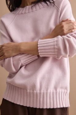 Maglia Barchetta in Cotone con Manica Raglan - ROSA