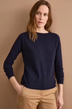 Maglia Barchetta in Cotone con Manica Raglan - BLU