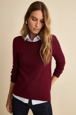 Maglia Barchetta in Lana Merino - BORDEAUX