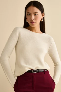 Maglia Barchetta in Lana Merino - ECRU