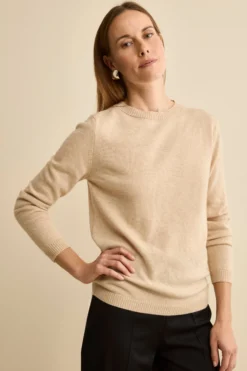 Maglia Barchetta in Puro Cashmere - BEIGE