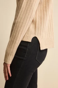 Maglia Barchetta Lavorata in Lana e Cashmere - BEIGE