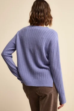 Maglia Barchetta Lavorata in Lana e Cashmere - LAVANDA