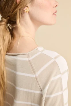 Maglia Barchetta Raglan in Cotone - RIGATO BIANCO/BEIGE