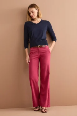 Maglia Boxy in Cotone con Scollo a V - BLU