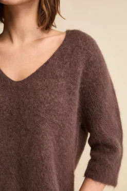 Maglia Boxy Scollo a V in Misto Alpaca - T.MORO