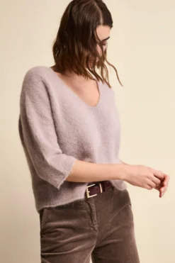 Maglia Boxy Scollo a V in Misto Alpaca - CIPRIA
