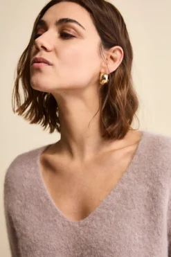 Maglia Boxy Scollo a V in Misto Alpaca - CIPRIA