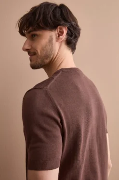 Maglia Casual in Cotone Crêpe - MARRONE