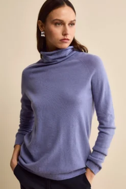 Maglia Collo Morbido lana cashmere - LAVANDA