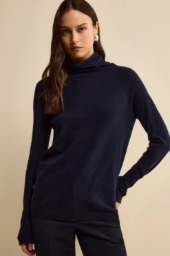 Maglia Collo Morbido lana cashmere - BLU