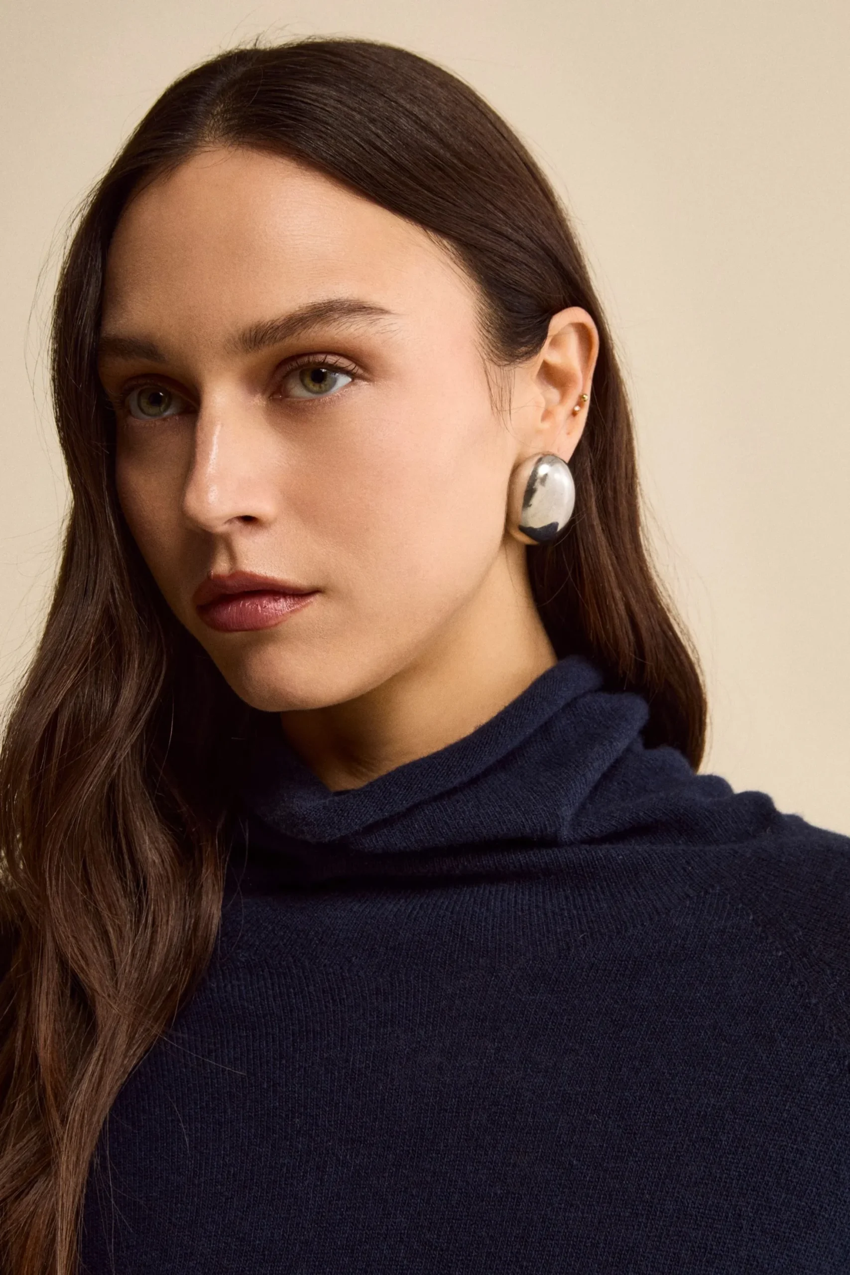 Maglia Collo Morbido lana cashmere - BLU