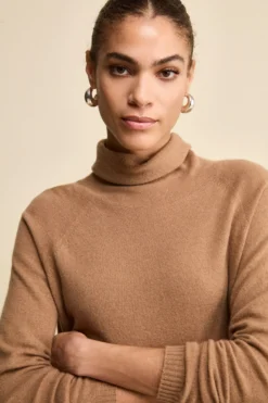 Maglia Collo Morbido lana cashmere - CAMMELLO