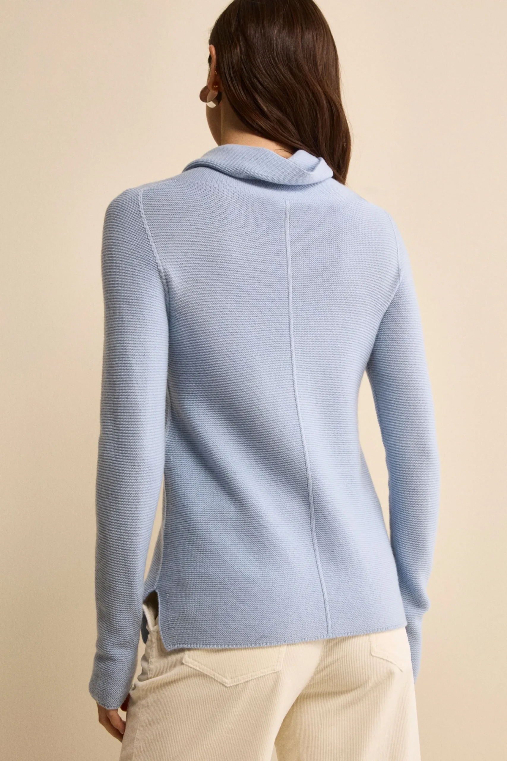 Maglia con Spacchi in Lana Merino - AZZURRO