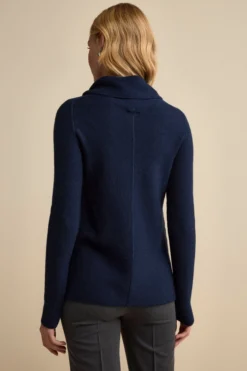 Maglia con Spacchi in Lana Merino - NAVY